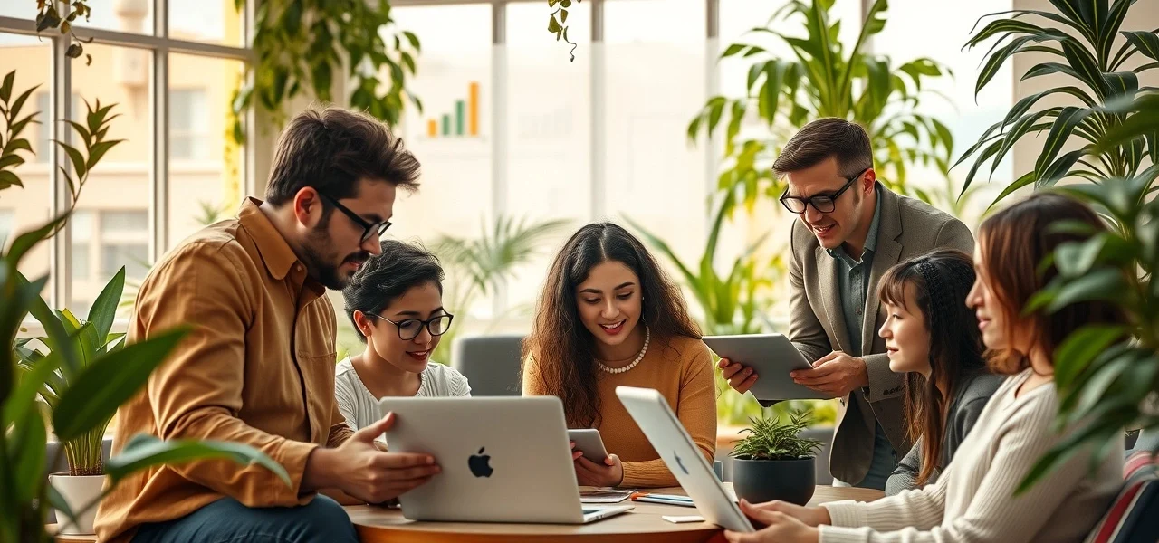 Des personnes collaborant ensemble dans un espace de travail moderne.
