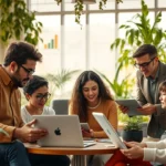 Des personnes collaborant ensemble dans un espace de travail moderne.