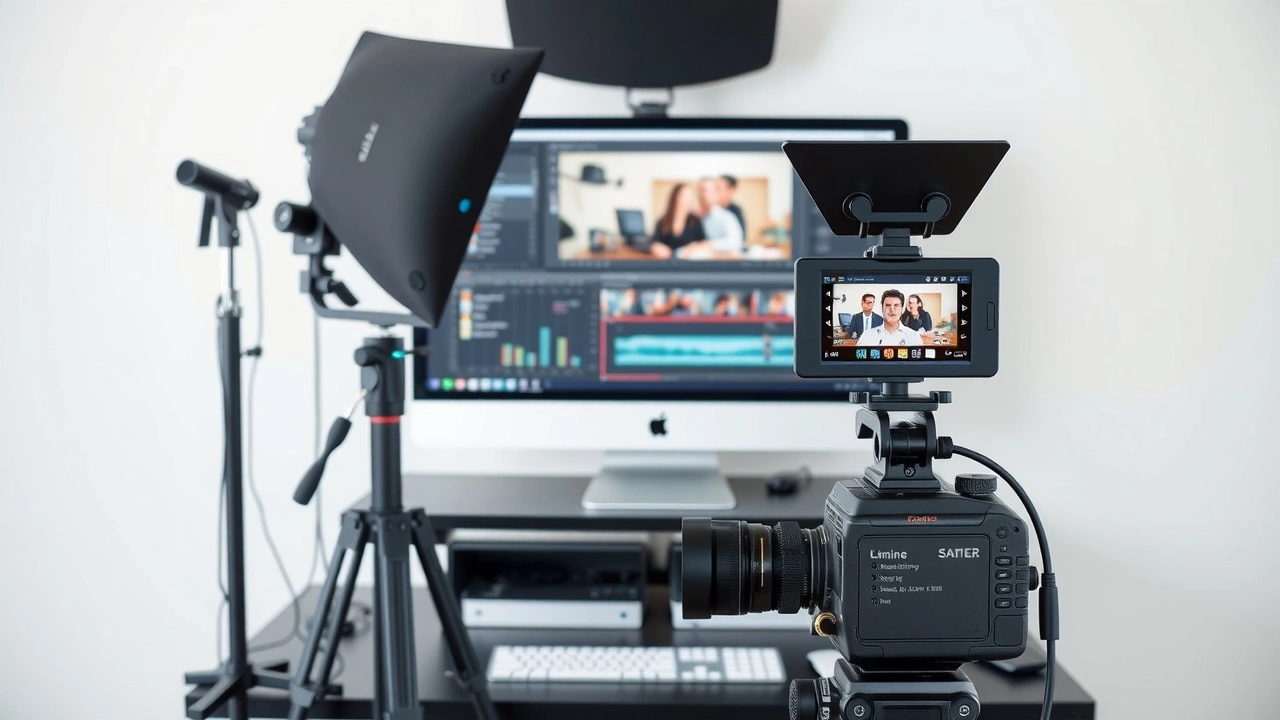 configuration de marketing video avec camera et ordinateur