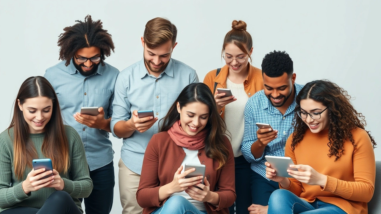 groupe divers de personnes créant du contenu sur leurs appareils