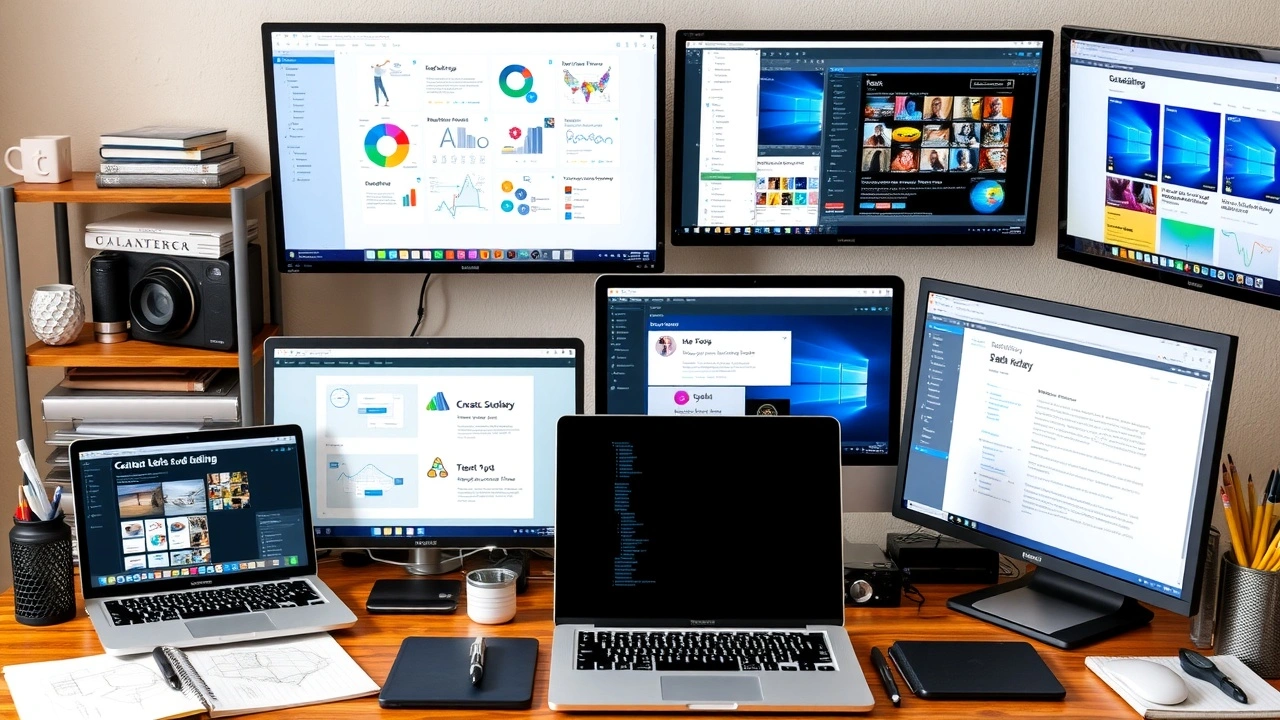 divers outils de creation de site sur un bureau