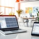 Un espace de travail moderne avec une interface affichant des analyses de chatbot.