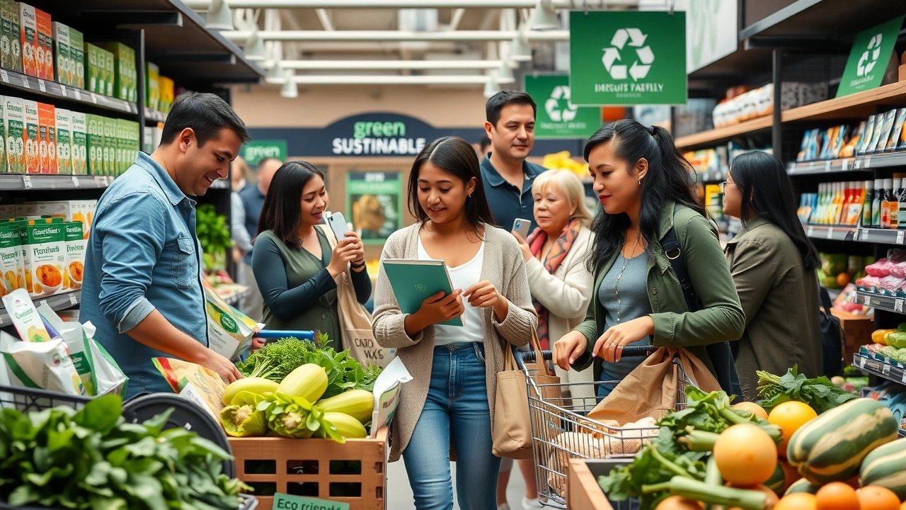groupe divers de consommateurs dans un magasin durable