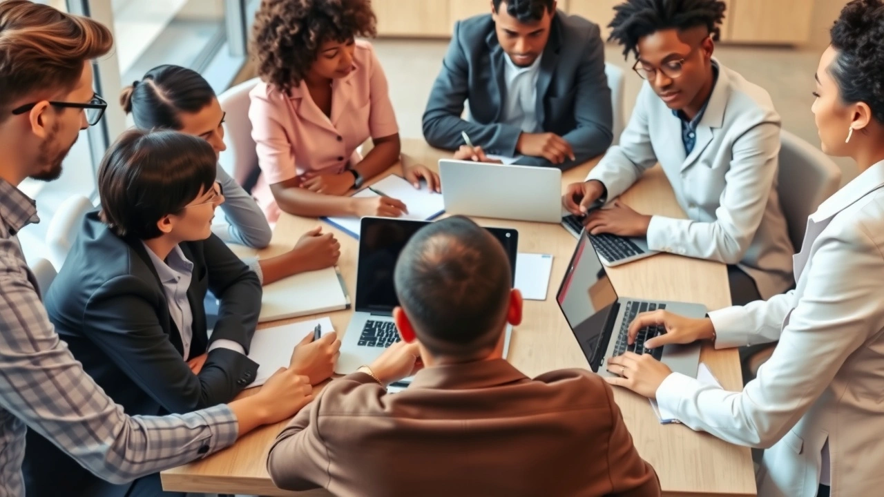 groupe de personnes en réunion autour d'une table