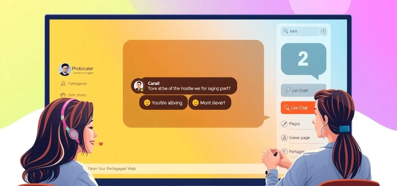 illustration d'une interface de site web avec une fonction de chat en direct