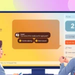 illustration d'une interface de site web avec une fonction de chat en direct