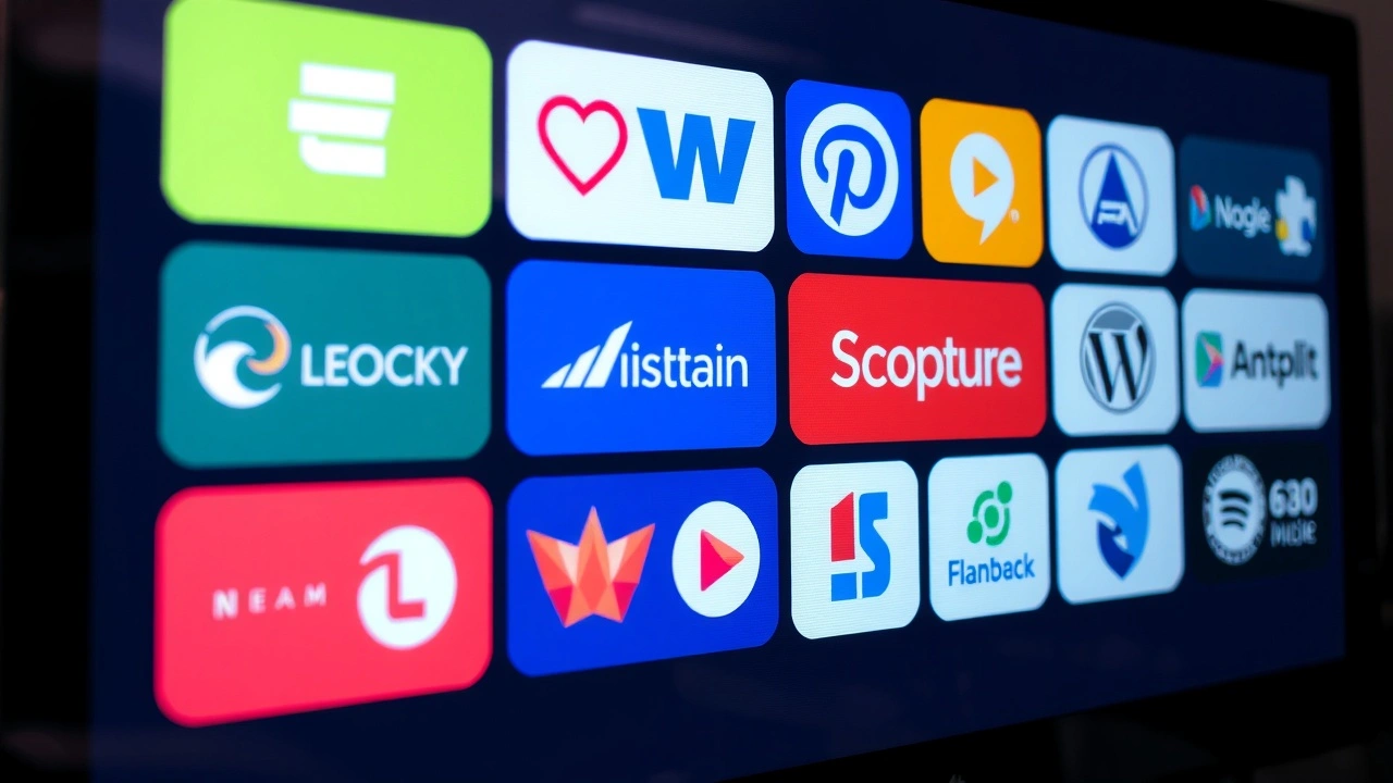 logos de plateformes web sur un écran numérique