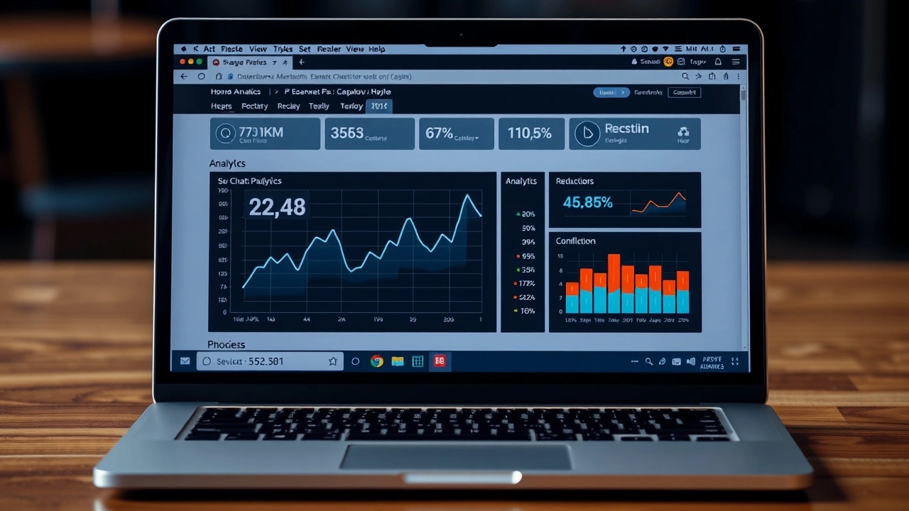 ordinateur portable affichant des analyses de chatbot