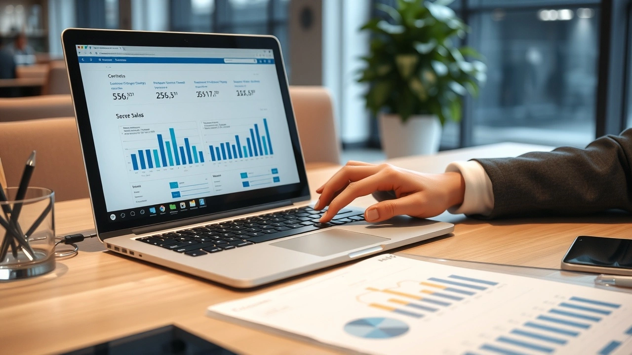 person analysant des graphiques de ventes sur un ordinateur