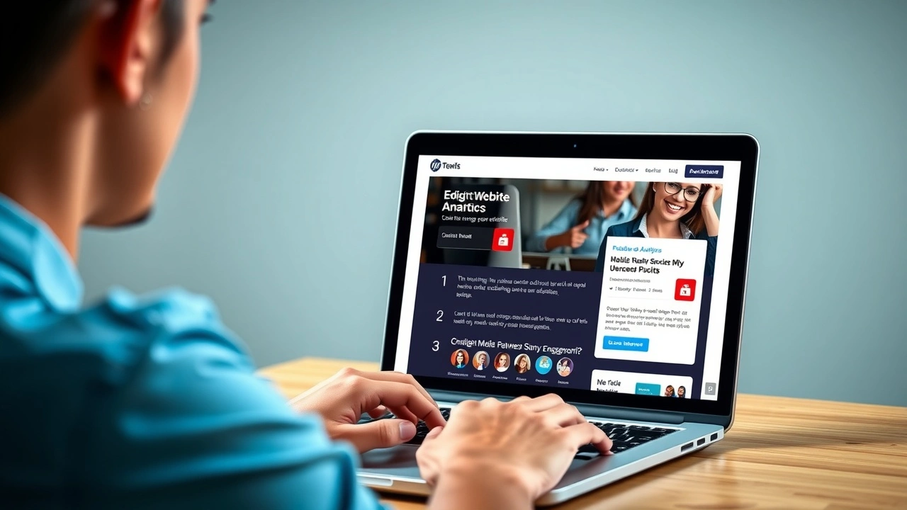 une personne utilisant un ordinateur portable pour promouvoir un site web