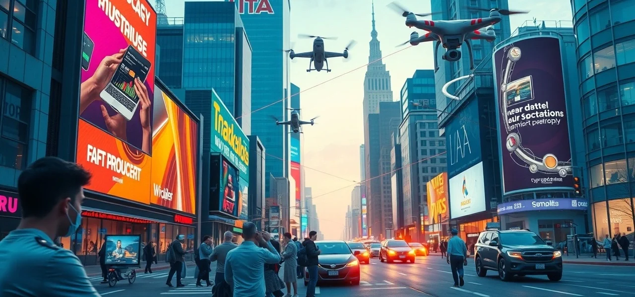 Une scène illustrant les nouvelles technologies influençant le marketing digital en 2024.