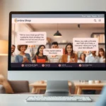 Une scène montrant un site de boutique en ligne avec des témoignages clients.