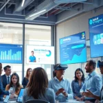 Une représentation photoréaliste des tendances émergentes du marketing digital en 2024.