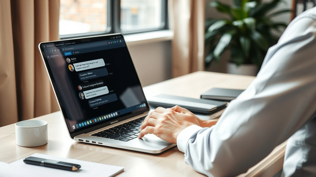 utilisateur interagissant avec un chatbot sur un ordinateur