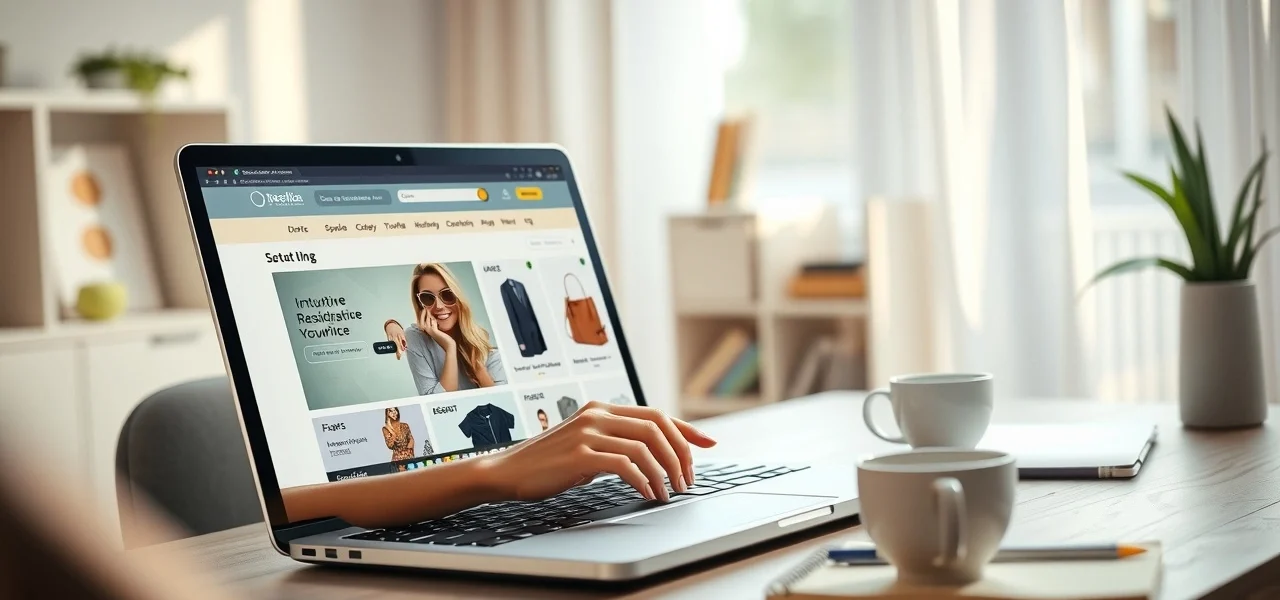 Une illustration d'une expérience d'achat en ligne fluide avec un client heureux.