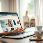 Une illustration d'une expérience d'achat en ligne fluide avec un client heureux.